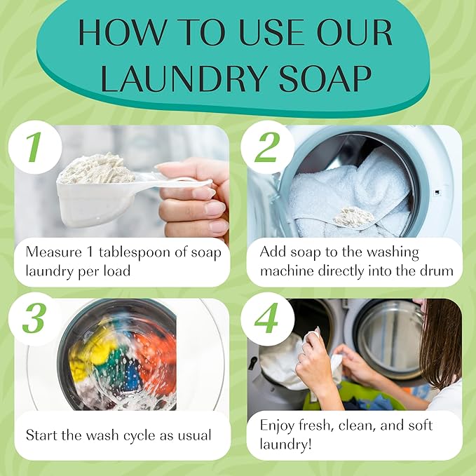 Natural Laundry Detergent Soap | Hypoallergenic Deep Cleaning Washing Powder | Eco-Friendly, Safe, and Effective BORAX, SODA ASH, EPSOM SALT, BAKING SODA and CASTILE SOAP (65 Loads) (Unscented)