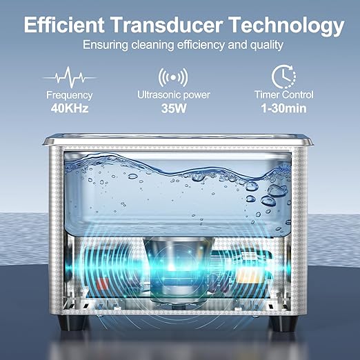 Granbo Ultrasonic Cleaner 800ML Ultrasonic Jewelry Cleaner 40kHz with Knob Timer, 304 Stainless Steel Sonic Cleaner, 110V Ultrasonic Parts Cleaner for Denture Dental Oral Irrigator Parts Glasses