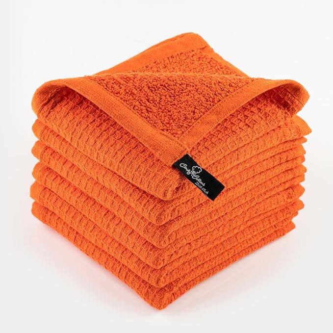 Kitchen Cleaning Dish Wash Cloths Waffle Terry Design Kitchen DishCloths|Washable 12x12 Cotton Dish Rags for Drying Dishes|Counter Top Barista Dust Wipes|Spring Easter Basket Decor| 6 Pc -Apple Green