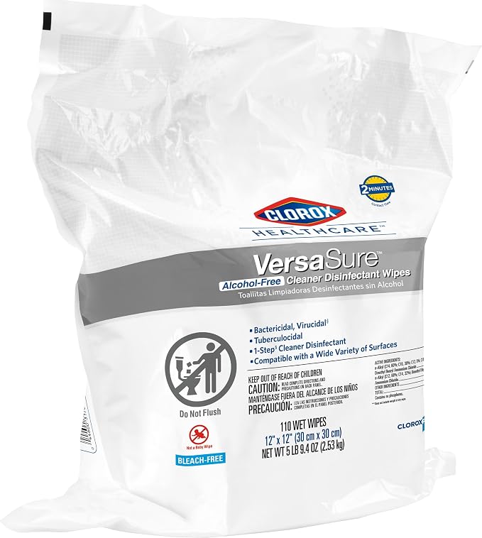 Clorox Healthcare VersaSure Cleaner Disinfectant Wipes, 110 Count Refill, 2 Refills/Case