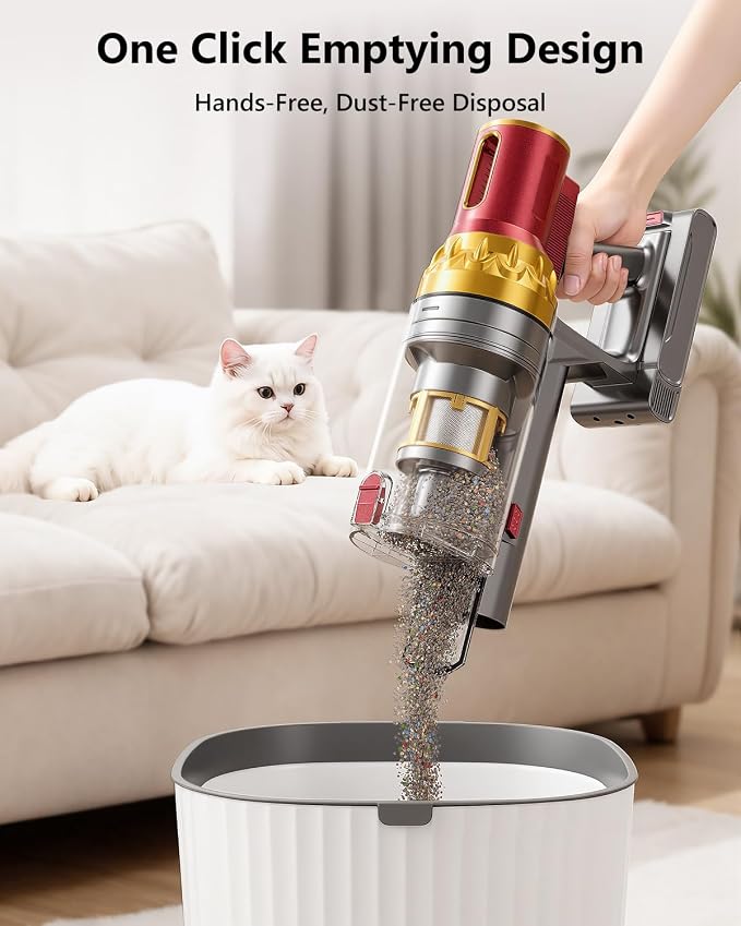 Cordless Vacuum Cleaner, 580W 48Kpa 65Mins Vacuum Cleaner for Home, Stand-Free Stick Vacuum, OLED Display, Auto Scrap Dust Tech, Lightweight, Anti-Tangle Vacuum Cordless for Woodfloor Carpet Pet Hair