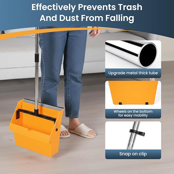 4 Pack Heavy-Duty Angle Broom and Large Commercial Dustpan