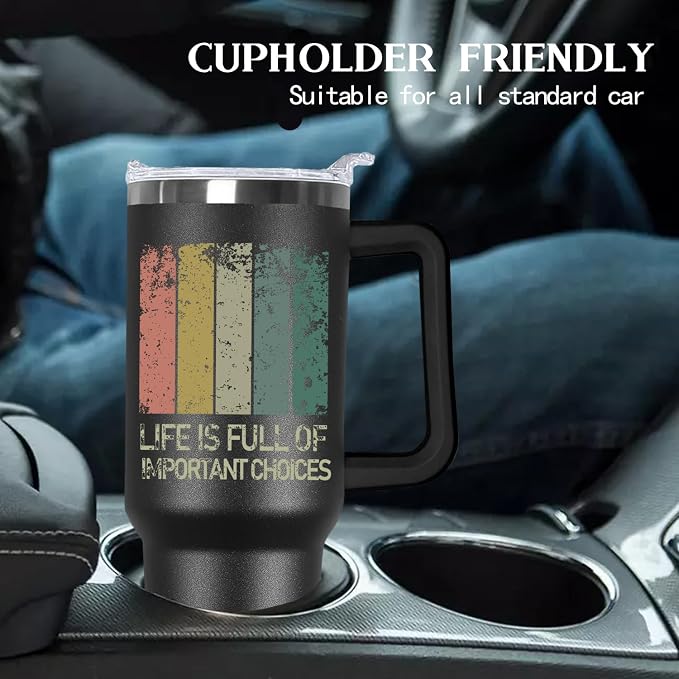 Ceovfoi 40 oz Insulated Golf Tumbler for Men - Stainless Steel Mug with Handle, Lid & Straw, Golf Accessories, Perfect Gifts for Golfers, Dad, Grandpa on Birthday/Father’s Day/Christmas