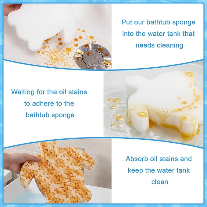 12 Pcs 12 × 12 Inch Sponge for Hot Tub, Turtle Pool Sponge Oil Absorber for Spa Swimming Pool Oil Absorbing Cleaning Accessories
