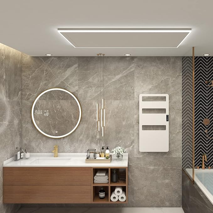 Towel Warmer with Timer for Bathroom, Heated Towel Rack Wall Mounted, Electric Towel Warmers, Bath Towel Heater, Bath Towel Dryer, Hardwired or Plug-in - 35 x18 inch