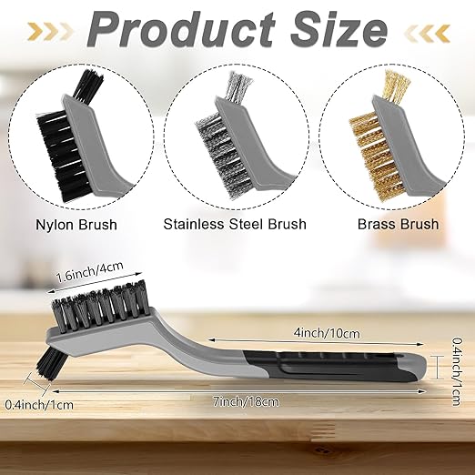 Reallnaive 50 Pcs Mini Wire Brush Set 7 Inch Stainless Steel Brass Nylon Bristles Small Wire Brushes for Rust Removal Paint Scrubbing Deep Cleaning(Brass/Stainless Steel/Nylon,Gray,Black,Brown)