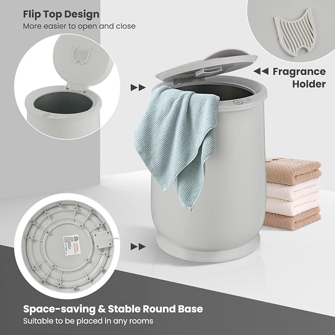Giantex Towel Warmer Bucket for Bathroom, Portable Spa Hot Towel Heater, Flip-top Lid, Fragrance Holder, Auto Shut Off, 21L Large Towel Warmer Fits up to 2 Oversized Towels Bathrobes (Light Gray)