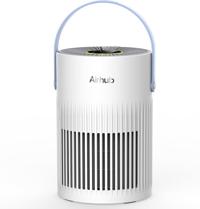 Air Purifier For Home Bedroom, 20dB Quiet Sleep Mode, Activated Carbon & HEPA Filter Portable Air Purifier For Office, Pets, Dust, Odor, Smoke, Pollen (Pearl White)