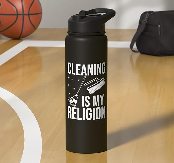 Cleaning is my Religion Cleaning Stainless Steel Insulated Water Bottle