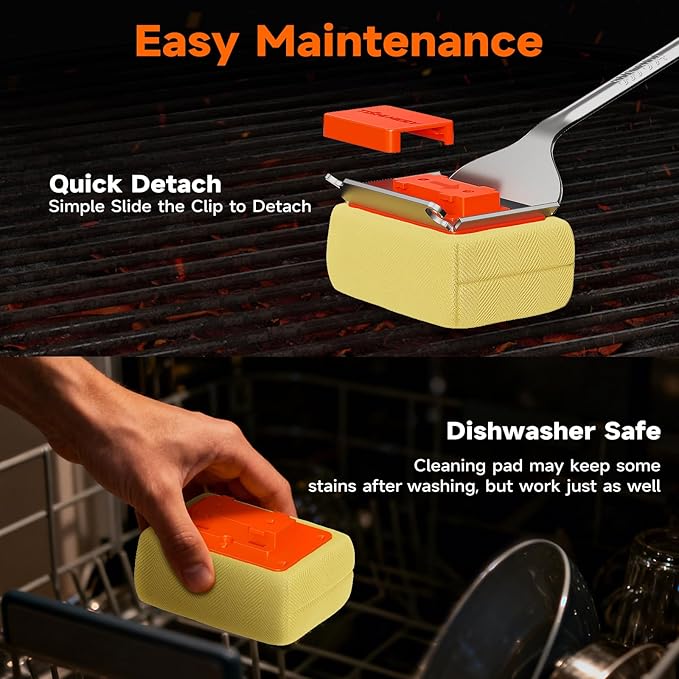 Bristle Free Grill Brush Replaceable Cleaning Head, Safe BBQ Grill Brush Cleaning Pad Replacement for Cast Iron or Stainless-Steel Grates, Grill Cleaner (Replaceable Head)