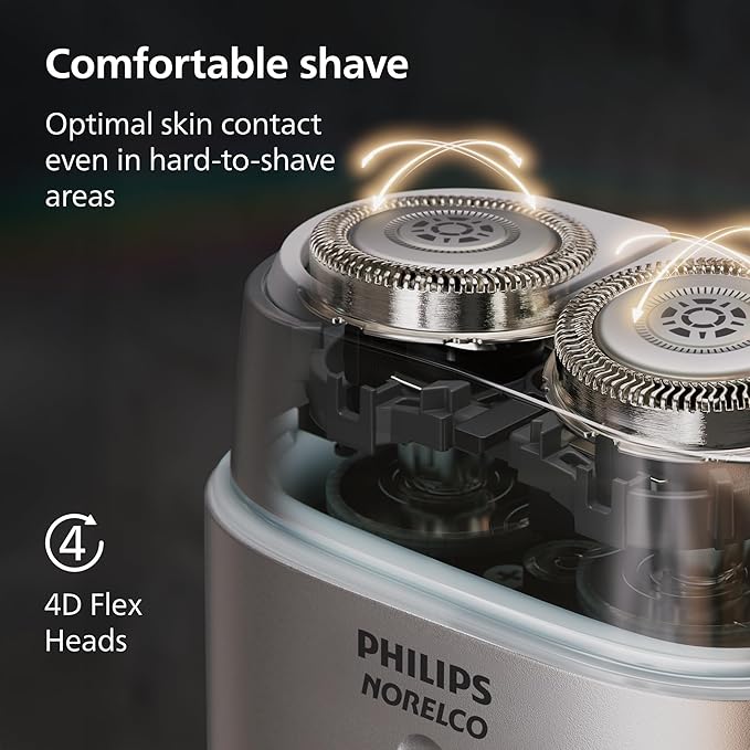 Philips Norelco Shaver 600 Series - Compact Electric Shaver, Lift & Cut System, SteelPrecision Blades, 4D Flex Heads, Wet & Dry Shave, Travel Case, Model S693/94