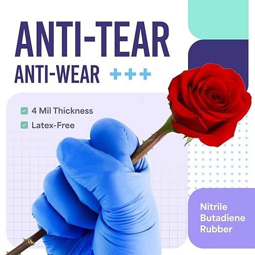 Medtecs Nitrile Gloves Disposable – Available in 200 & 2,000 pcs – Medical Grade, Chemo-Rated, 4 mil, Latex-Free, Powder-Free – Exam Gloves with Textured Fingertips – 200 pcs