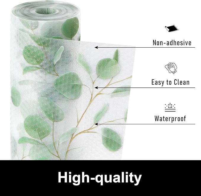 Cooyes Shelf Liners for Kitchen Cabinets Refrigerator Liners Waterproof & Oil-Proof Kitchen Cupboard Liner Drawer Mats EVA Material Non Adhesive Fridge Liner for Shelves（11.8" W x 236" L）
