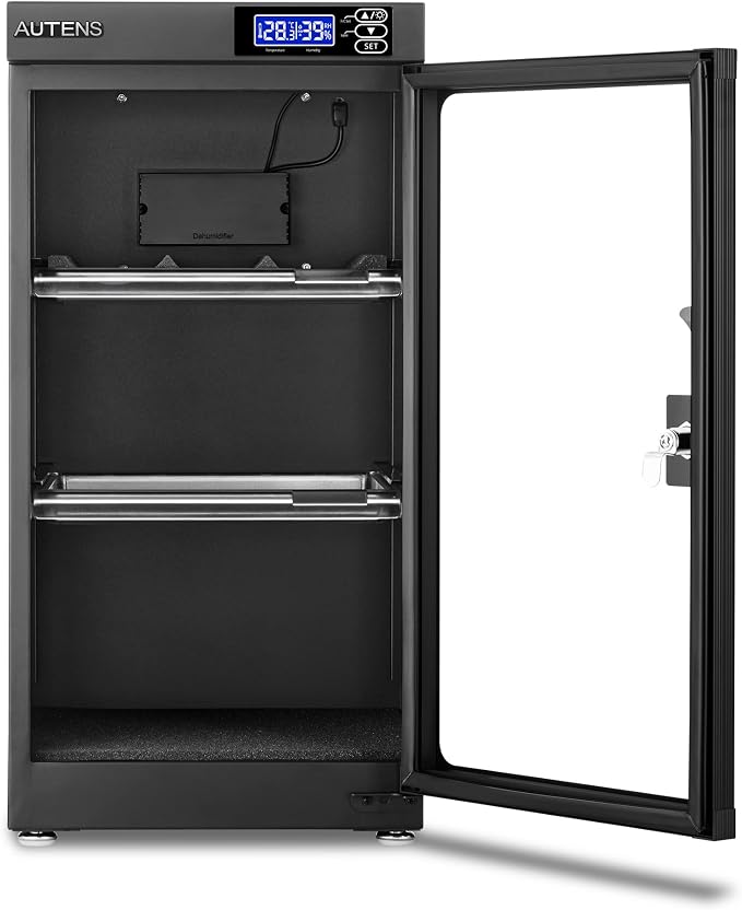 50L Dehumidifying Dry Cabinet Box, Digital Control Noiseless and Energy Saving, 3 Layers for DSLR SLR Camera Lens and Electronic Equipment Storage,Temperature Humidity LED Dual Screen