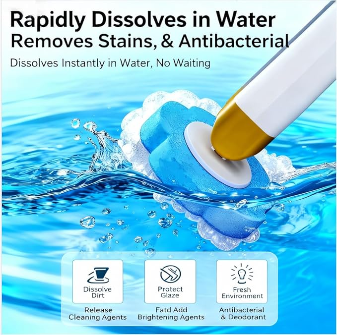 Disposable Toilet Brush and Base Set (Including 48 Replacement Heads and Base) - Wall-Mounted Design with Ergonomic Grip for Bathrooms, Toilets and RVs.
