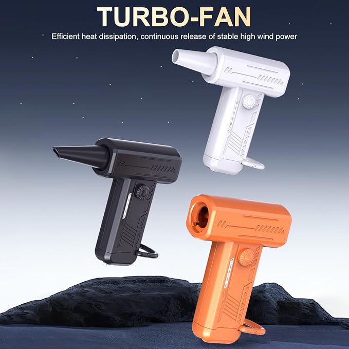 130000RPM Compressed Air Duster, Ultra Strong Wind Force Mini Blower, LED Light Portable, Rechargeable for Computer, Keyboard, Outdoors & Car Dusting, Camping, Emergency, 3 Gear