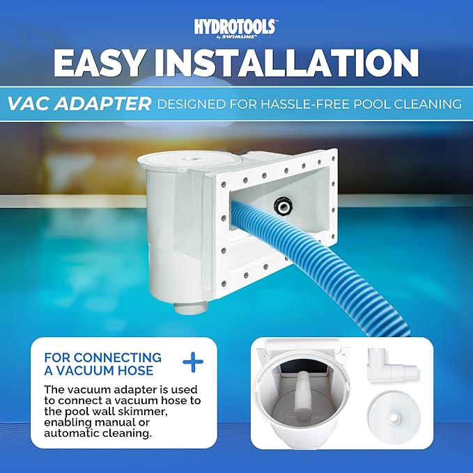 SWIMLINE HYDROTOOLS Standard Thru-Wall Above Ground Pool Skimmer Kit With WATER LEVELING SYSTEM | ABS Construction | Large Debris Basket| Snap-In & Removable Weir | Above Ground Pool Skimmer | Skimmer