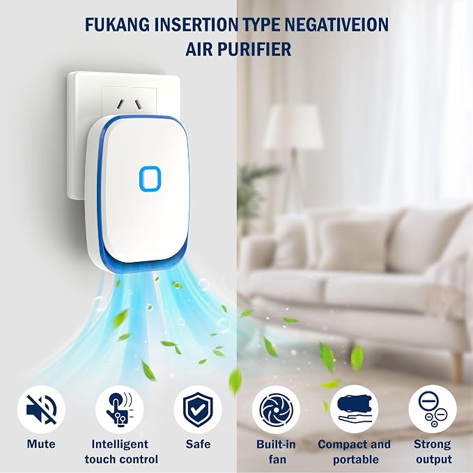 Plug-in Negative Ion Air Purifier/Household Air Purifier/Negative Ion Purification System/ 100 Million ions/hr, Filterless & Silent,for Living Room, Bedroom, Pet Odors, Smoke Dust(White, 4-Pack)
