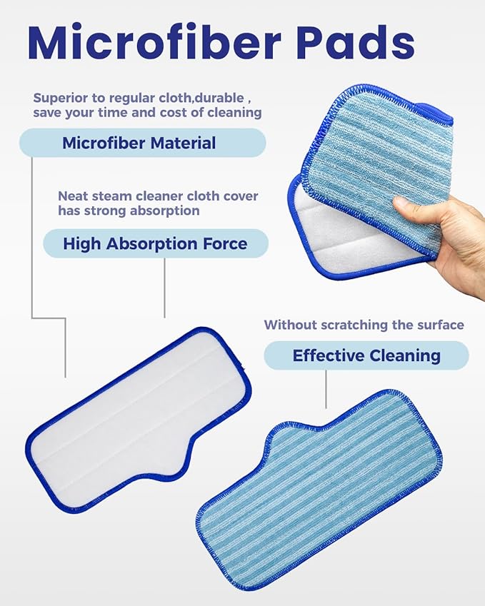 Small Triangle Bonnets + Steam Cleaner Pads + Large Rectangle Bonnets Compatible with Dupray Steam Cleaner