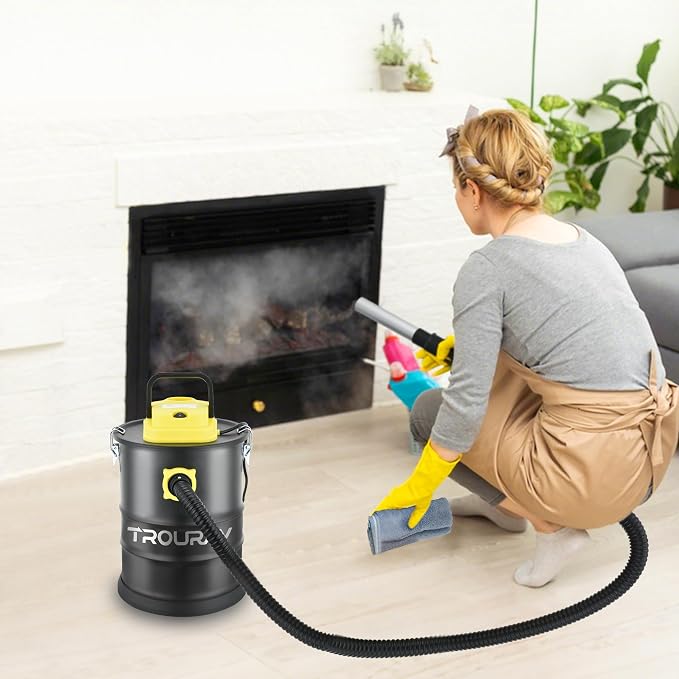 Fireplace Ash Vacuum Cleaner, 2.6 Gallon Heat Resistant Lightweight Canister Vacuum Cleaner with 800W Powerful Suction Blowout for Fireplaces, Pellet Roasters, Woodstoves Pellet Ash Vacuums