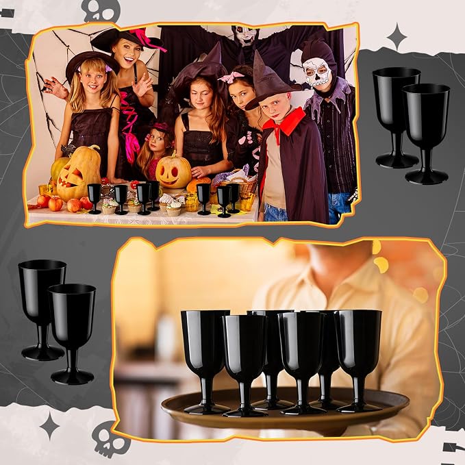 Jingmore 96 Pcs Plastic Wine Glasses 7 oz Plastic Goblets Party Wine Cups Hard Drinking Glasses with Stem Stackable Goblets Champagne Flutes for Wedding Toasting Birthday Party Supplies