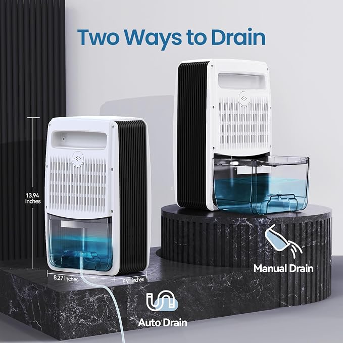 Dehumidifier with Drain Hose for Bathroom, 95 OZ Dehumidifiers for Home Bedroom Basement & RV with Auto Shut-off, Aromatherapy