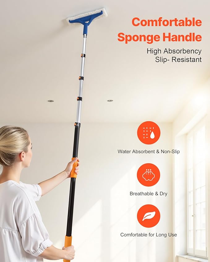 VEVOR Telescopic Extension Pole, 4.66-19 FT Multi-Purpose Extendable Pole, Sturdy Aluminum Alloy Paint Pole Extension with Flip-Lock Design, High Reach Roller Stick for Painting, Dusting and Cleaning