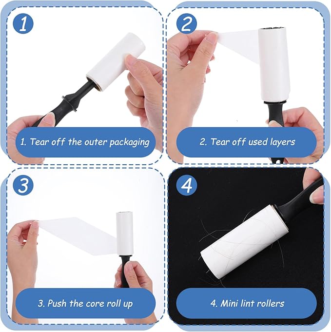30 Pack Mini Lint Rollers, Travel Size Lint Removers with 900 Sheets, Portable Sticky Roller for Clothes, Pet Hair, Furniture, and Car Seats