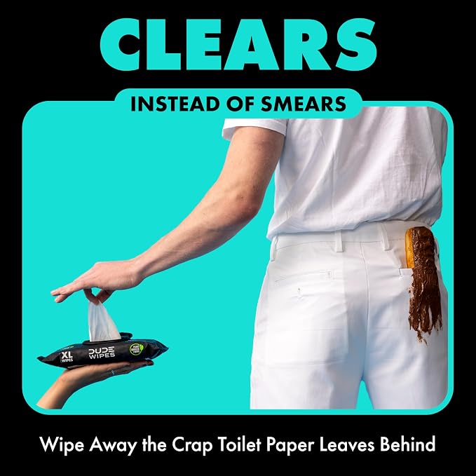 DUDE Wipes Mint Chill Flushable Wipes - Extra-Large Adult Wet Wipes - 3 Pack (144 Count) - Infused with Tea Tree Oil, Vitamin E, and Aloe - Septic and Sewer Safe
