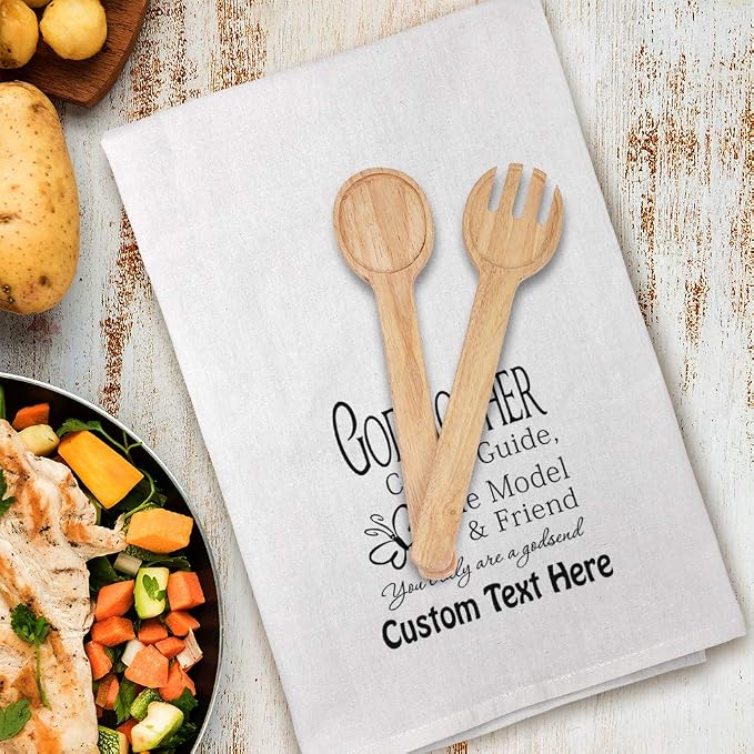Style In Print Custom Decor Flour Kitchen Towels Godmother Caring Guide Role Model & Friend Family Family & Friends Godmother Cleaning Supplies Dish Towels Personalized Text Here