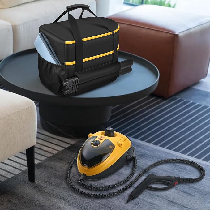 Bag for Wagner Spraytech 0282014 905e/915e/925e Portable Steam Cleaner, Foldable Handheld Steamer Storage Case for 18 Accessories Cleaning Brushes, Wallpaper Steam Plate with Pockets-Bag Only(YELLOW)
