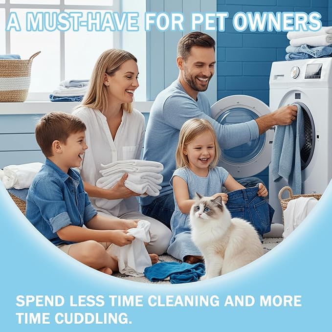 48 Pack Pet Hair Remover for Laundry, Pet Lint Balls for Dryer, Reusable Hair Catcher for Washing Machine, Dryer Balls for Pet Hair Removal, Clean Clothes and Fabric (Blue)