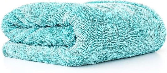 The Rag Company, The Liquid8r, Absorbent 70/30 Blend Microfiber Drying Towel for Cars, Trucks, and SUVs, Safe for Detailing, Scratch-Free, Twist Loop, 1100 GSM, 25x36 Inches, Aqua Blue