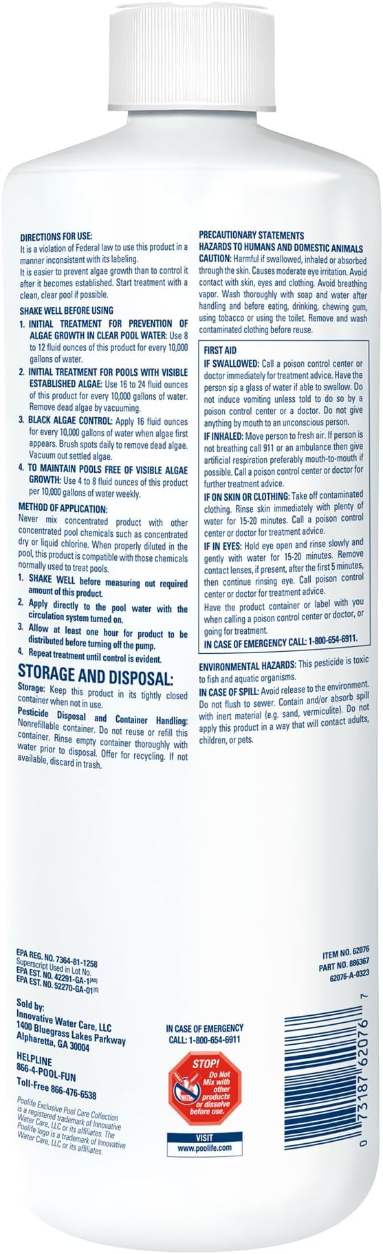Poolife Defend+ Algaecide 1QT