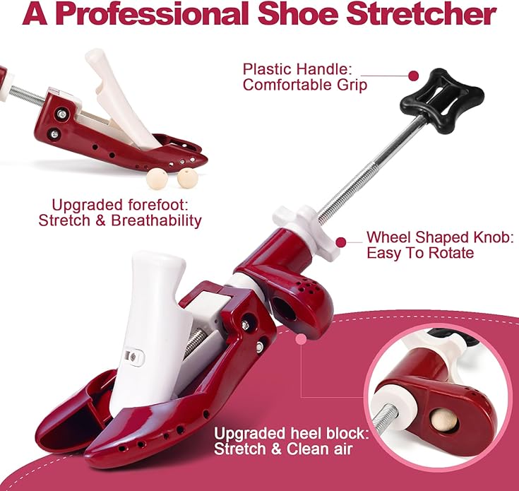 Shoe Stretcher for Men Women, 6-Way Adjustable Length Width & High Shoe Trees for Wide Feet Toe Box Thick Instep