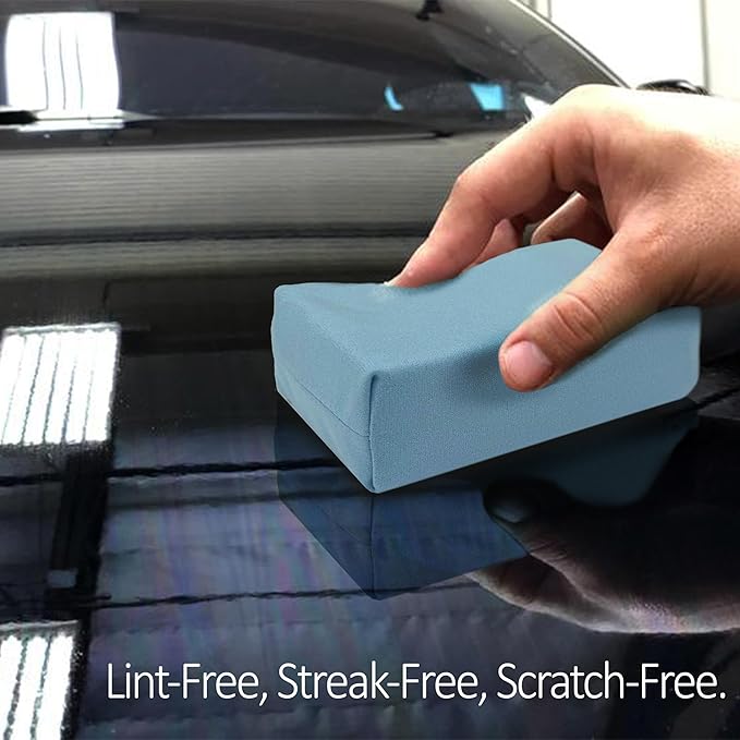 Detailer's Preference Suede Scratch-Free & Streak-Free Microfiber Coating Applicators, Less Absorbent to Save Wax & Coatings with Hidden Stitching & Ergonomic Design, 5”x3”x1.5”, Blue, 10-Pack