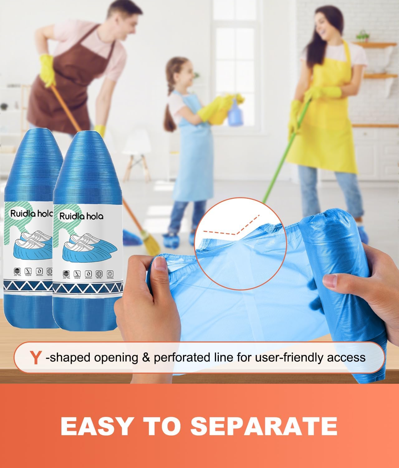 Shoe Covers Disposable – 100 Pack (50 Pairs), Roll-Pack CPE Boot Covers, Waterproof, Stretchable, Fits Up to Men’s 10 / Women’s 12, Ideal for Indoor & Outdoor Use, Easy Storage – Blue