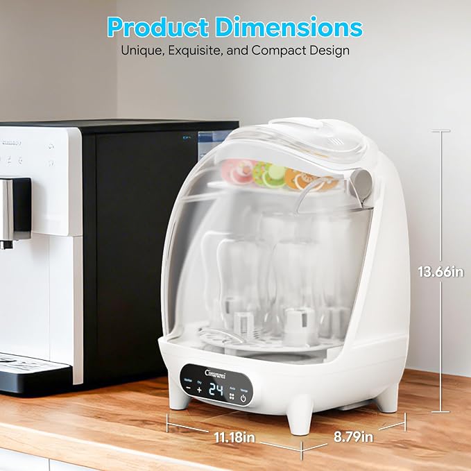Bottle Sterilizer and Dryer, 4 in 1 Compact Steam Baby Bottle Sterilizer for Baby Bottles, Pacifiers, and Pump Parts & Newborn, Large Capacity 7 Bottles, Time-Saving Design
