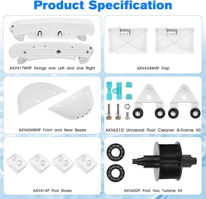 AXV417WHP Pool Cleaner Kit Replacement Hayward Pool Vacuum Parts AXV621DAT Pool Cleaner Turbine/A-Frame Kit, Fit for Hayward Navigator Pool Vac Ultra Pool Cleaner