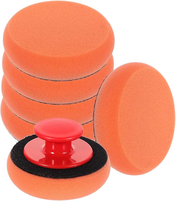 ULTECHNOVO 5sets Ergonomic Handle Car Polishing Wax and Polish Applicators Soft Sponge Pad for Auto Buffing Car Waxing Pad
