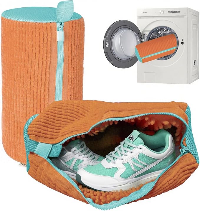 Shoe Washing Machine Laundry Bag - 2 Pack Shoe Cleaner for Gym Tennis Athletic Sneaker and Canvas Flats with Zipper Protection Design, 10 Washer Balls, Reuseable, Durable, Large Size for Most Footwear