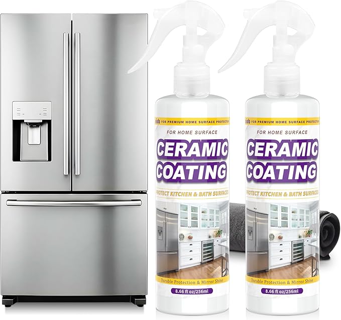 Ceramic Coating Spray for Kitchen Appliances & Stainless Steel –17.32oz Easy Cleaning & Long-Lasting Multi-Surface Shine – Fingerprint Resistant Cleaner & Sealer for Sinks, Fridges, Stoves