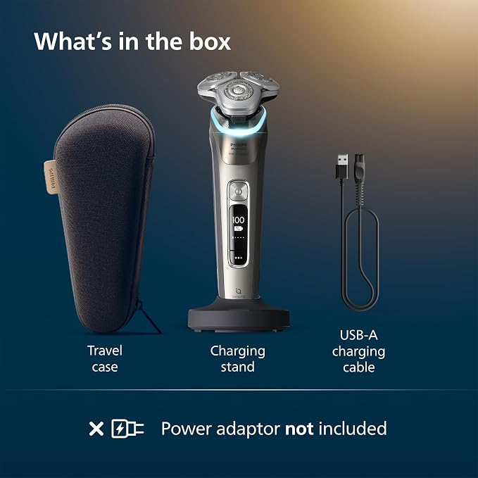 Philips Norelco Shaver i9000 Prestige - Wet & Dry Electric Shaver, Gold Oyster, Sense IQ Technology, Triple Lift & Cut System, 360 Rotating Dual SteelPrecision Blades, Quick Clean Pod, Model XP9203/81