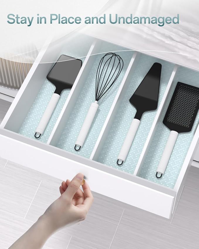 Shelf and Drawer Liner for Kitchen Cabinet, Non-Adhesive 18in x 240in Waterproof Contact Paper Refrigerator Liners Thickened Durable EVA Material Non Slip Mat for Dresser Cupboard Pantry Protector