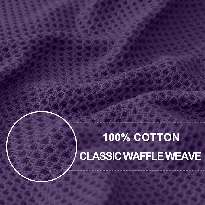 Homaxy 100% Cotton Waffle Weave Kitchen Dish Cloths, Ultra Soft Absorbent Quick Drying Dish Towels, 12 x 12 Inches, 24-Pack, Eggplant