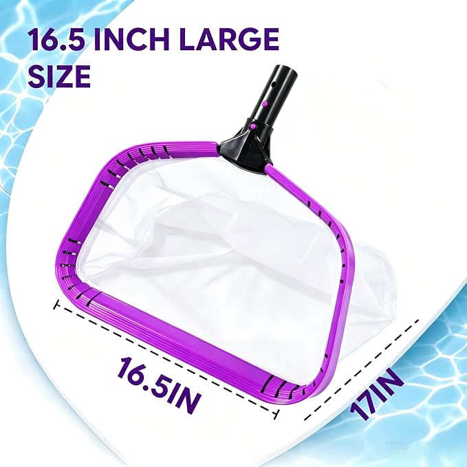 Professional Pool Skimmer Net, Heavy Duty Deep Fine Nylon Mesh Bag Leaf Skimmer with Aluminum Frame, Fast Debris Cleaning for Inground & Above Ground Pools and Ponds, No Pole (YDRS113F)