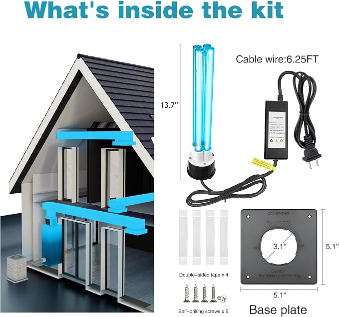 Powerful 80W HVAC Duct UVC Light, High-Power Duct Sanitizer UV Light with Ceramic Base, Dual H-Tube Design for Long-Lasting Performance - Perfect for Homes, Offices, Hospitals, Mall and Large Spaces