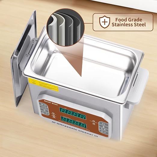 SOUTH BASE Ultrasonic Cleaner,3L Ultrasonic Jewelry Cleaner with Cleaning Basket,Timer&Heater,120W Touch Control Sonic Cleaner for Cleaning Jewelry,Eyeglasses,Coins