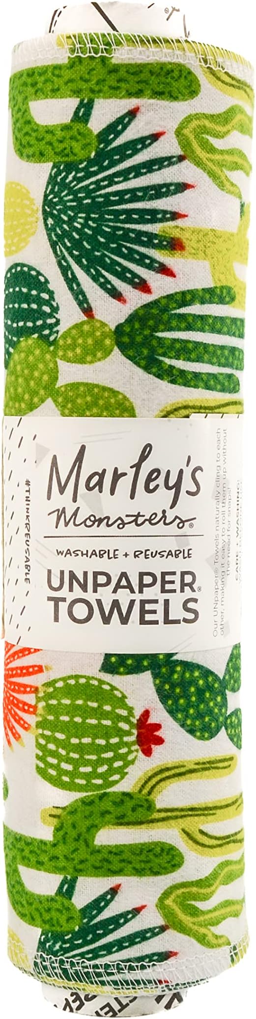 Marley's Monsters UNpaper Towels - 12 Count roll, Reusable Paper Towels Cotton, Tree Free (Cactus)