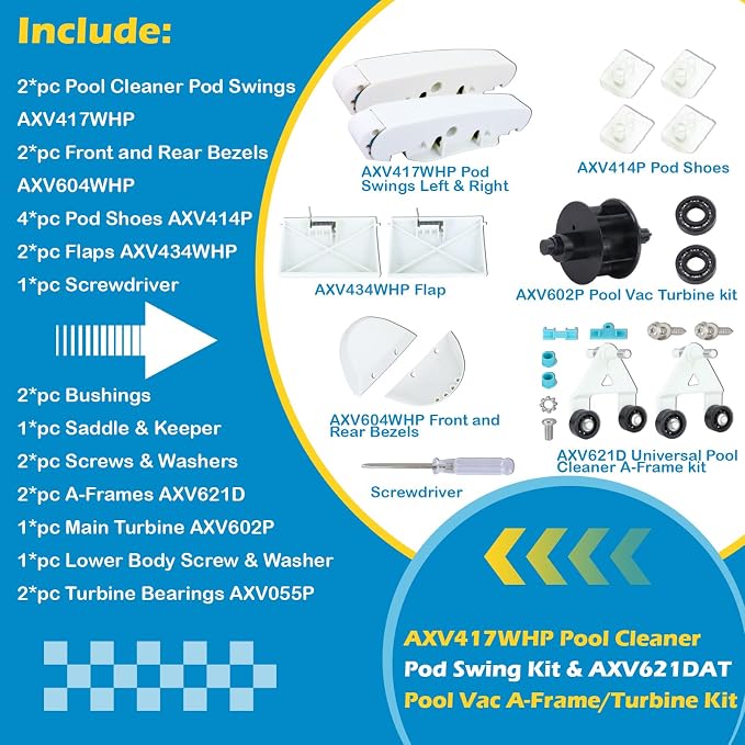 Kefly AXV417WHP Pool Cleaner Pod Swing Kit & AXV621DAT Pool Vac A-Frame/Turbine Kit Compatible with Hayward Navigator Arneson Pool Vac Plus Pool Vac Ultra Pool Cleaners